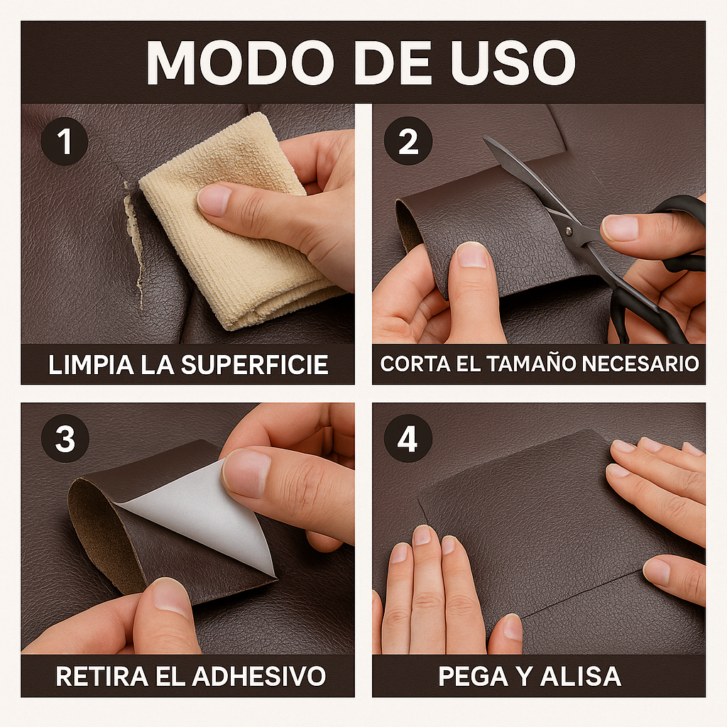 Rollo de Cuero Premium 2x1 – Repara y renueva superficies dañadas – Deja tus muebles como nuevos en segundos