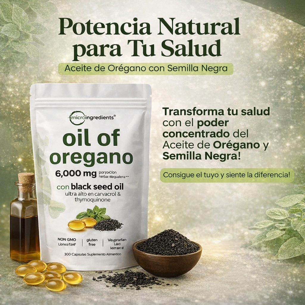 💫 ✨Aceite de orégano con aceite de semilla negra-60 cápsulas. Mejora tu salud💫 ✨+ ENVÍO GRATIS 🚚