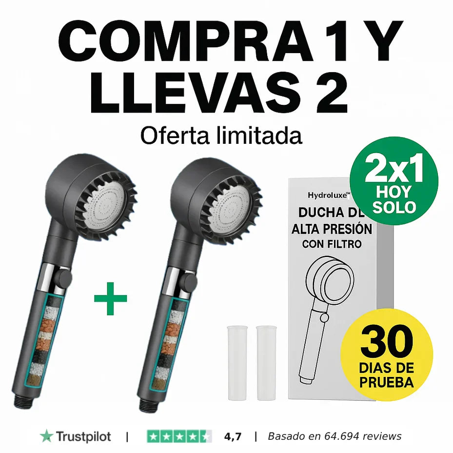 Ducha Hydroluxe | Incluye 2 filtros. (+Envío GRATIS). <span style="color: #000000;"><strong><span style="color: #ff2a00;">¡COMPRA 1 Y LLÉVATE 2!</span></strong></span>