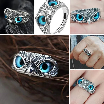 Anillo ajustable unisex Buho para la Prosperidad y Buena Suerte