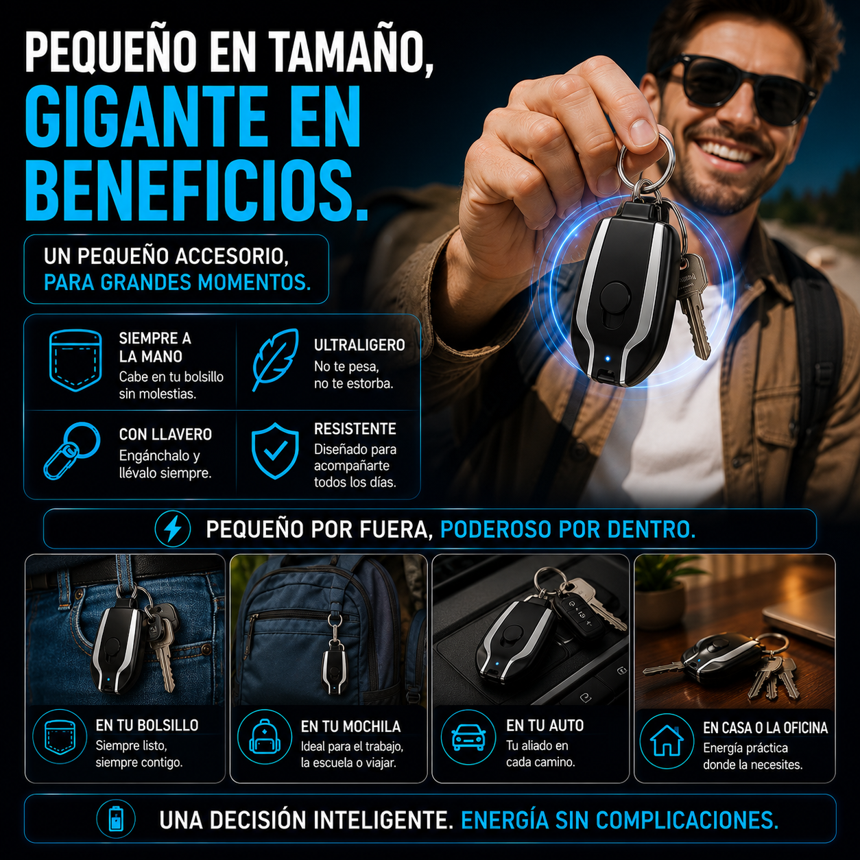 🔋 💫 ✨Mini Power Bank Llavero – Energía de Emergencia en tu Bolsillo💫 ✨+ ENVÍO GRATIS 🚚