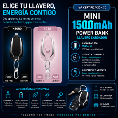 🔋 💫 ✨Mini Power Bank Llavero – Energía de Emergencia en tu Bolsillo💫 ✨+ ENVÍO GRATIS 🚚