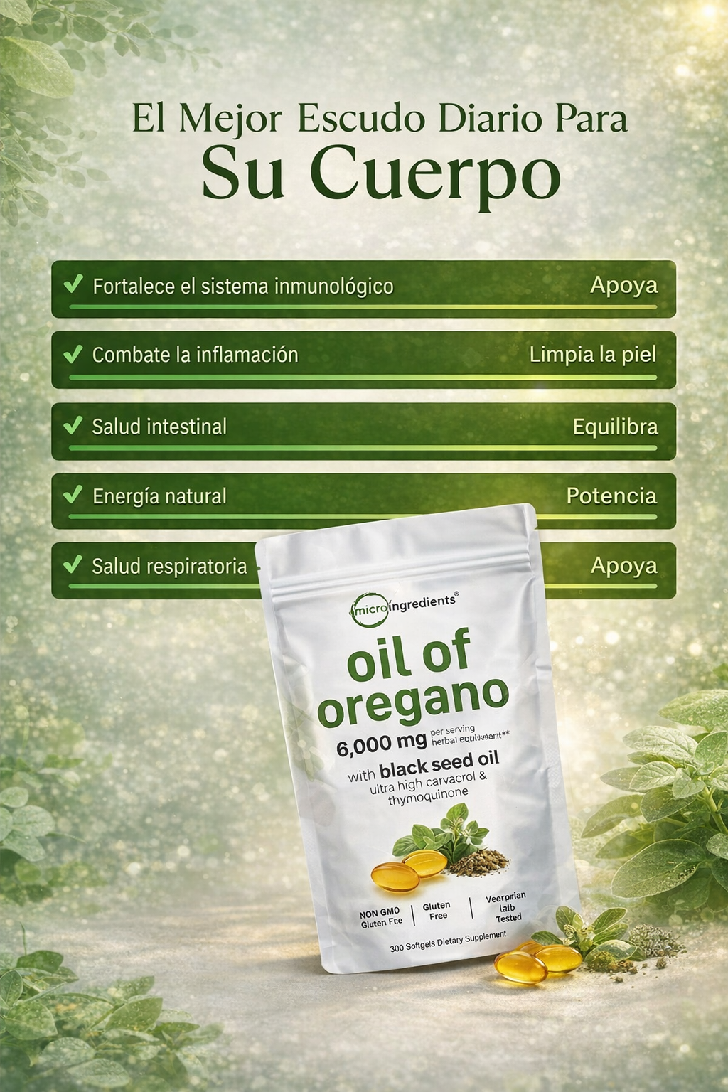 💫 ✨Aceite de orégano con aceite de semilla negra-60 cápsulas. Mejora tu salud💫 ✨+ ENVÍO GRATIS 🚚