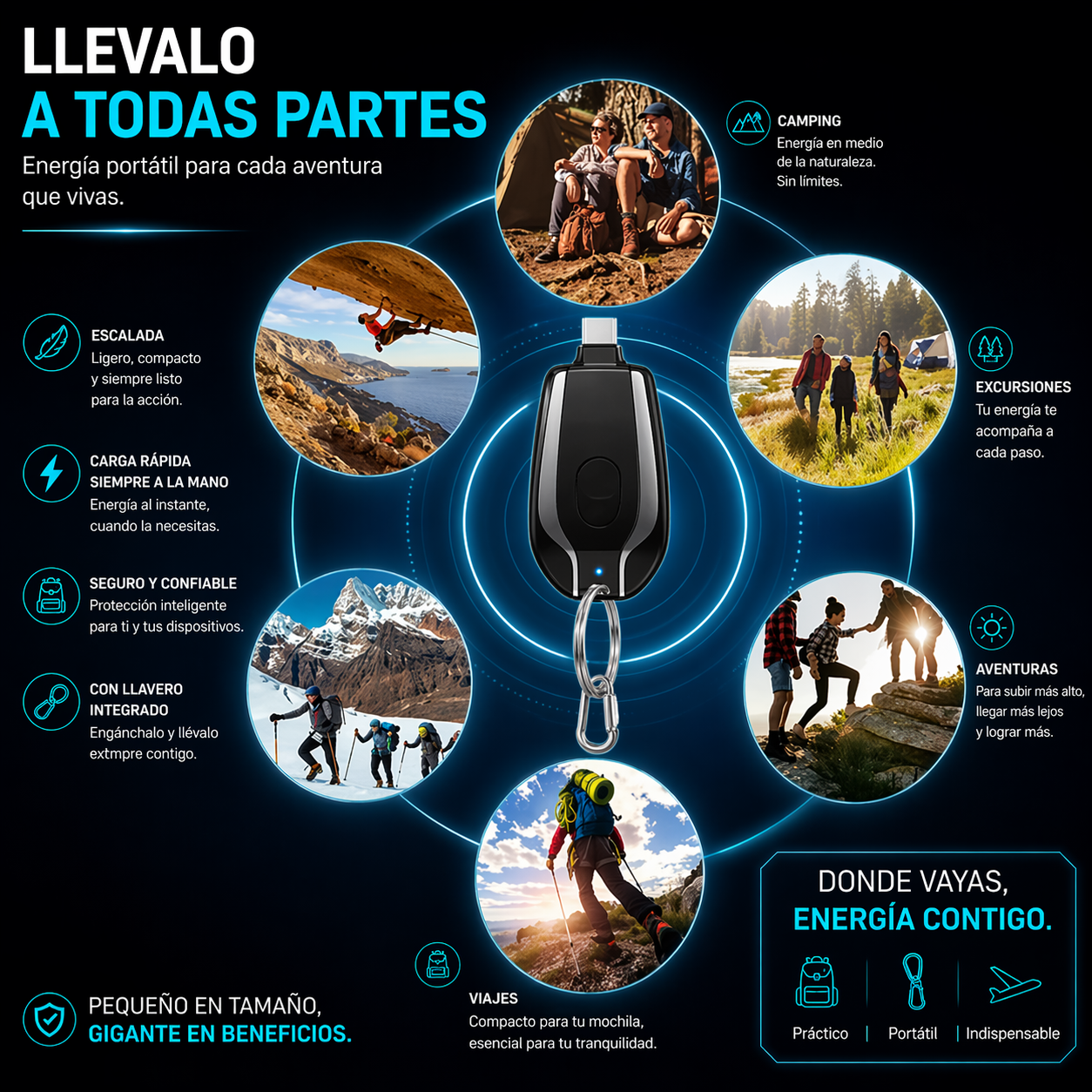 🔋 💫 ✨Mini Power Bank Llavero – Energía de Emergencia en tu Bolsillo💫 ✨+ ENVÍO GRATIS 🚚