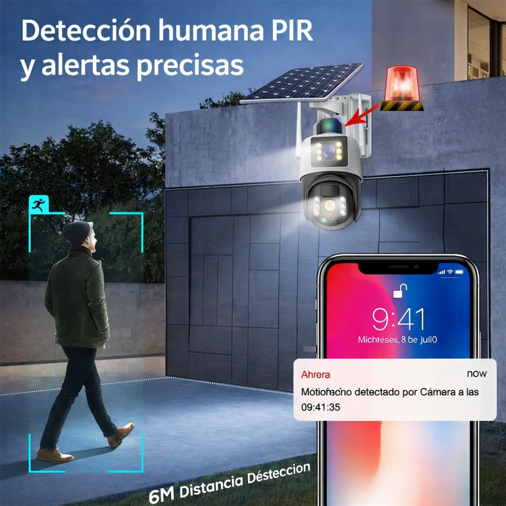 Cámara Solar Mcasa 2K Doble Lente 360°