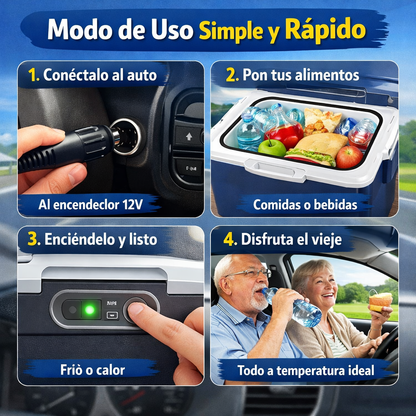 Refrigerador Portátil Auto – Mantiene Frío o Calor – Comidas y Bebidas a la Temperatura Ideal Todo el Viaje