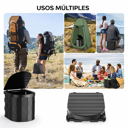 🚽 Baño Químico Portátil Plegable – ⚡ Uso Inmediato – 🧼 Solución Higiénica y Cómoda para Camping y Viajes 🚗 en Segundos