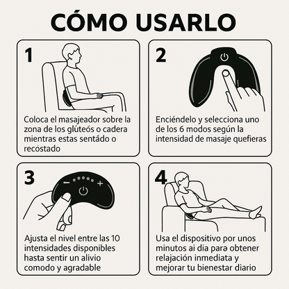Masajeador de Glúteos EMS – Alivia Tensión en Minutos – Bienestar Diario en 5 Minutos