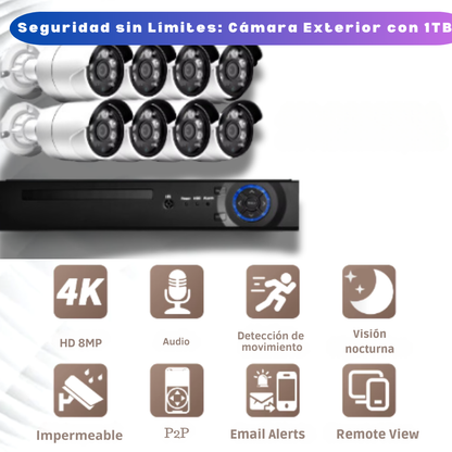 Sistema de Seguridad DVR con Disco Duro 1TB incluye 8 cámaras