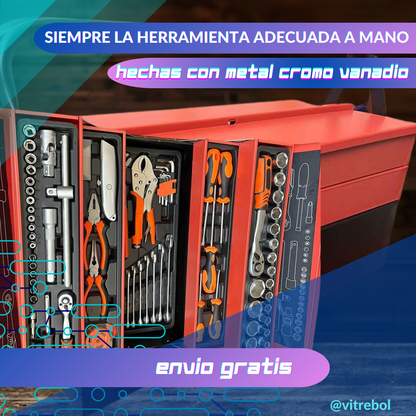 Caja baúl Metálico de herramienta con 85 piezas  - para todos tus trabajos