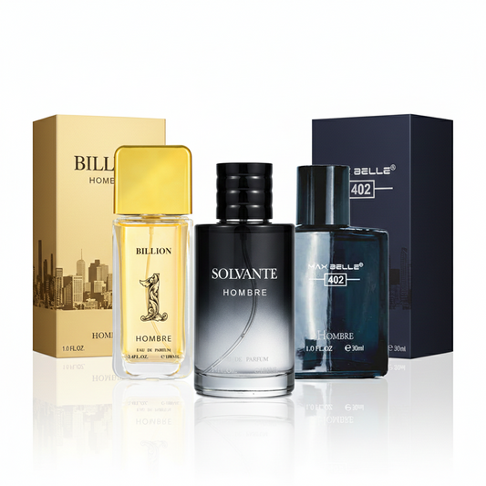 🔥 COMPRE 1 Y LLÉVESE 3 PERFUMES IMPORTADOS 🔥 Pack Trilogía Masculina: Solvante + 402 + Billion 1 .(100ml)