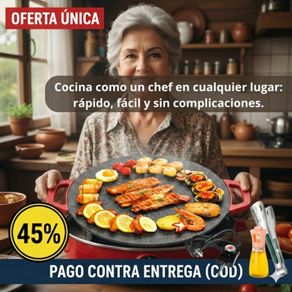Sartén Eléctrico Parrilla – Cocina Sin Humo – Disfruta Asados en Minutos