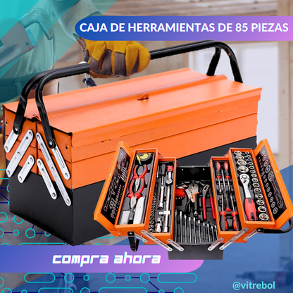 Caja baúl Metálico de herramienta con 85 piezas  - para todos tus trabajos