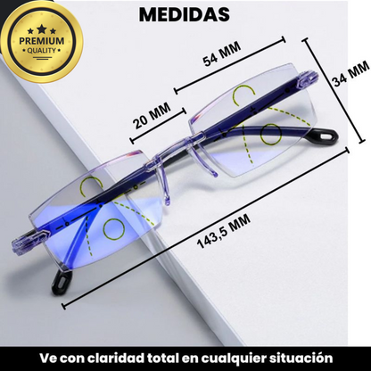 GAFAS MULTIFOCALES INTELIGENTES TR90 CON ZOOM AUTOMATICO, PROTECCION DE LUZ AZUL Y AMARILLA.
