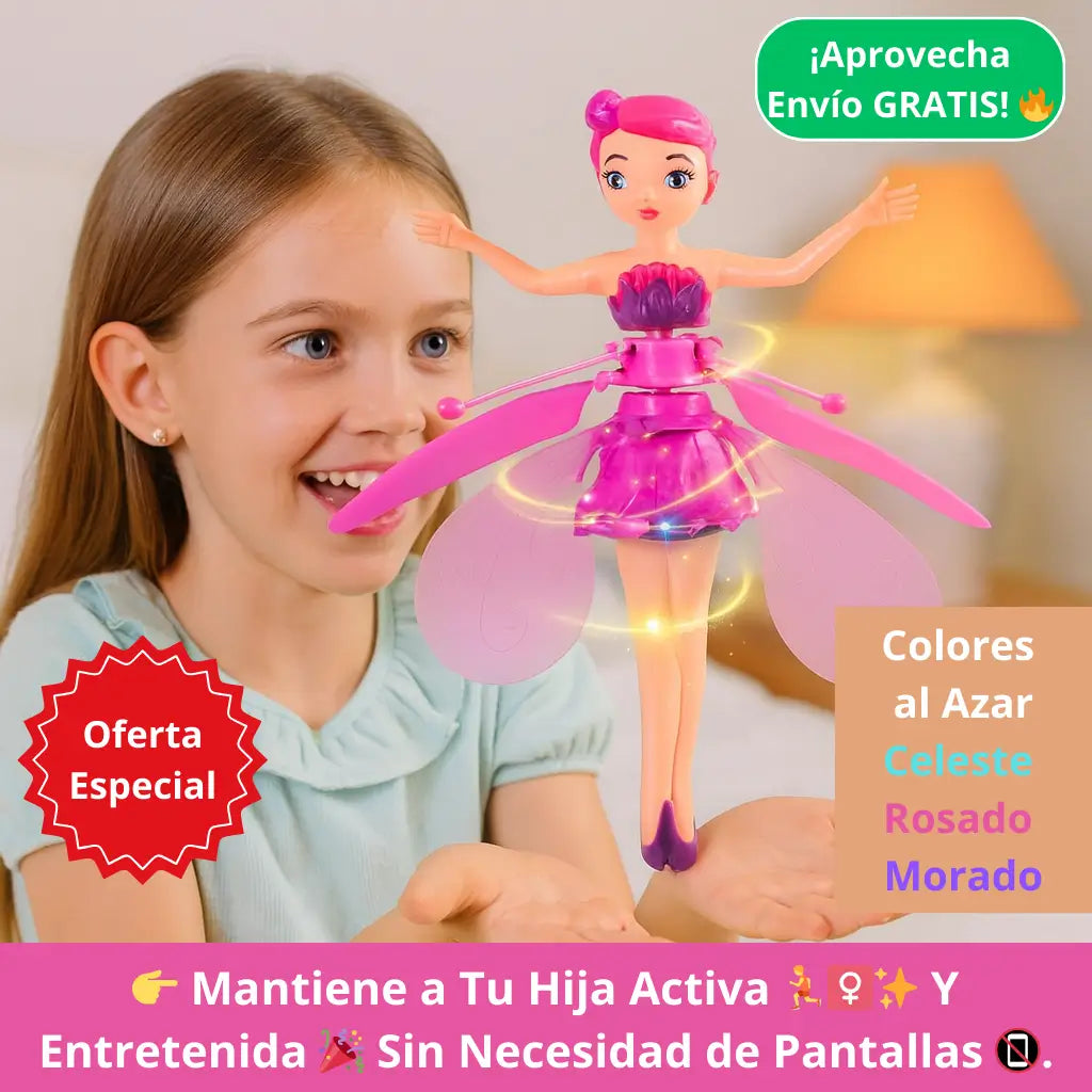 🧚‍♀️✨ Hada Voladora (Celeste / Rosado/ Morado/ al Azar) – Vuelo Interactivo – Más Imaginación en Solo Minutos 🌈💫]