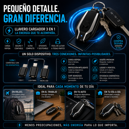 🔋 💫 ✨Mini Power Bank Llavero – Energía de Emergencia en tu Bolsillo💫 ✨+ ENVÍO GRATIS 🚚