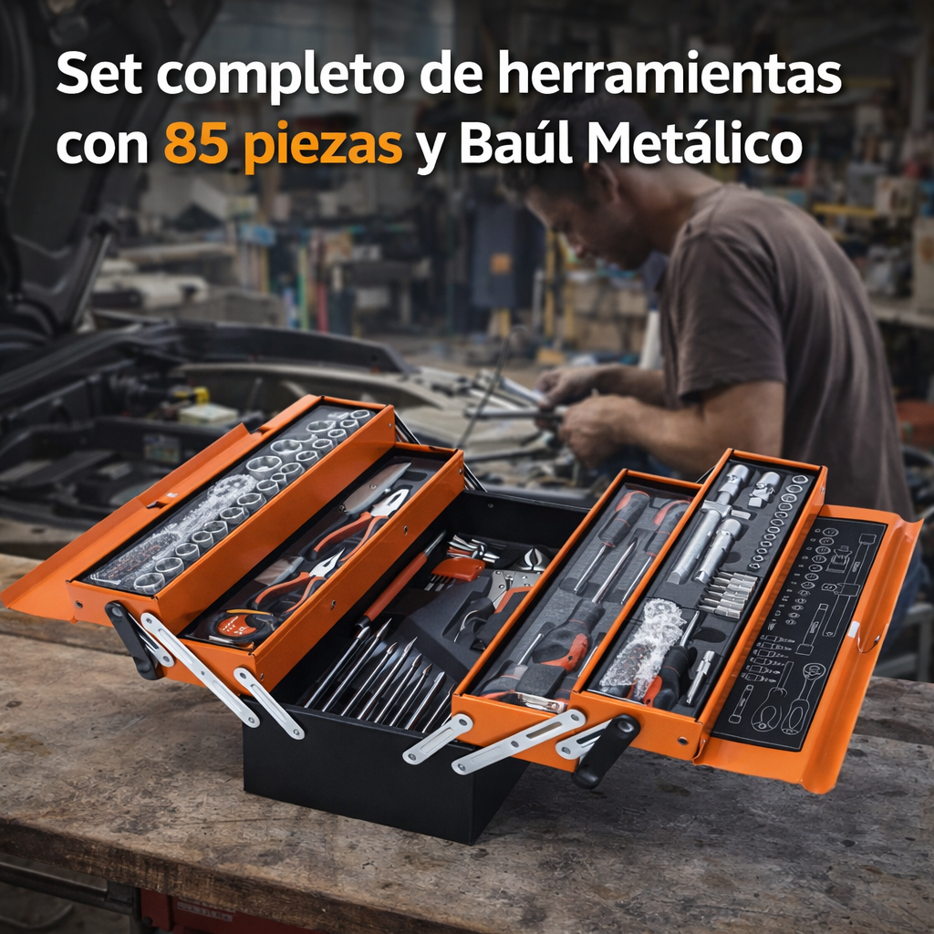CAJA DE HERRAMIENTAS 85 PIEZAS – 5 NIVELES - PROFESIONAL