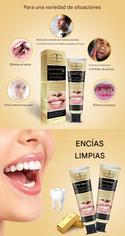 PASTA DENTAL GOLD BLANQUEADOR ANTI-MANCHAS 2X1