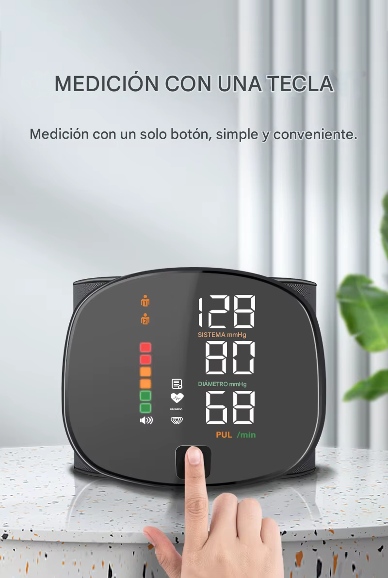 Tensiometro digital de muñeca con Voz indicador en Español